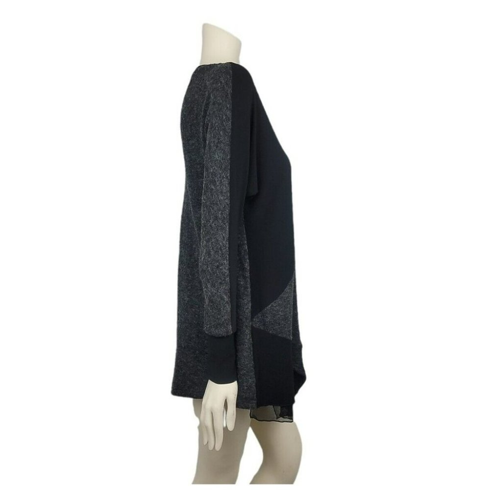 Sympli Tangent Tunic Sweater Mixed Media Lagenlook Hem Mesh Sleeve Knit Top 6-8 - Picture 7 of 12